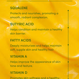List of ghee benefits with text on a yellow background
